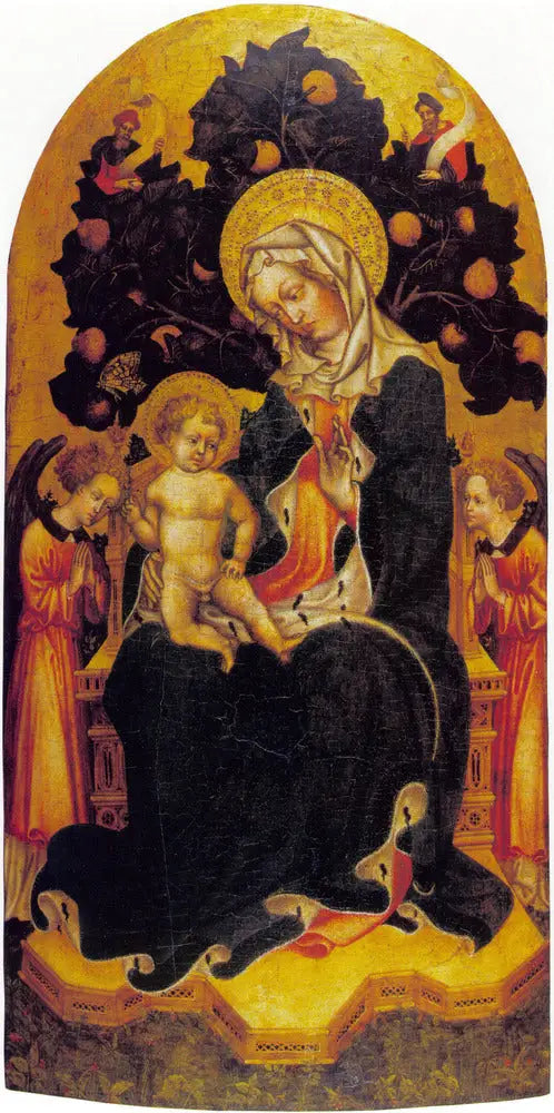 Vierge à l'Enfant trônant avec des anges et des prophètes en adoration - Gentile da Fabriano