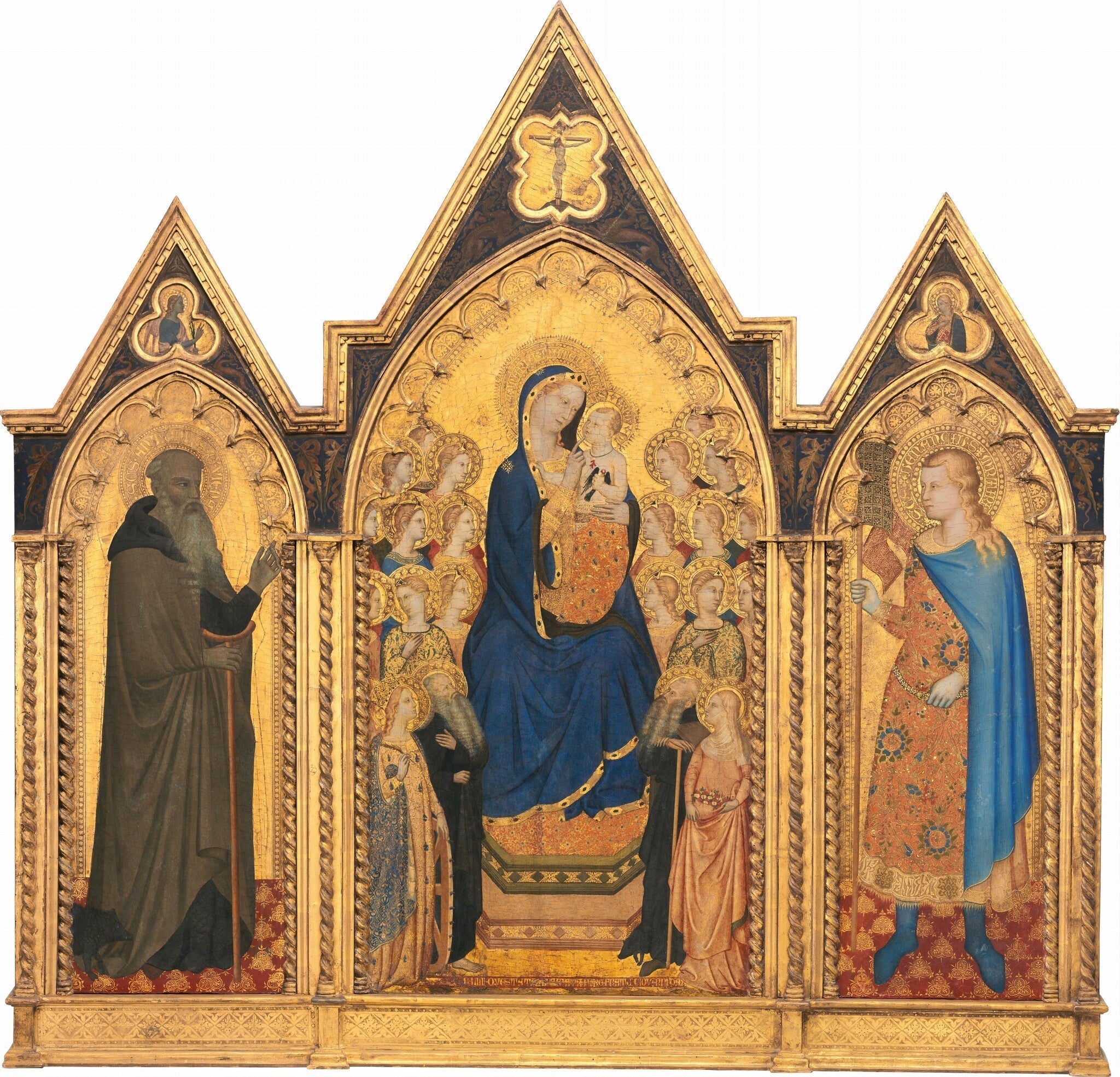 Vierge à l’Enfant trônant avec des saints et des anges et saint Antoine l’abbé et saint Vénantius - Allegretto Nuzi