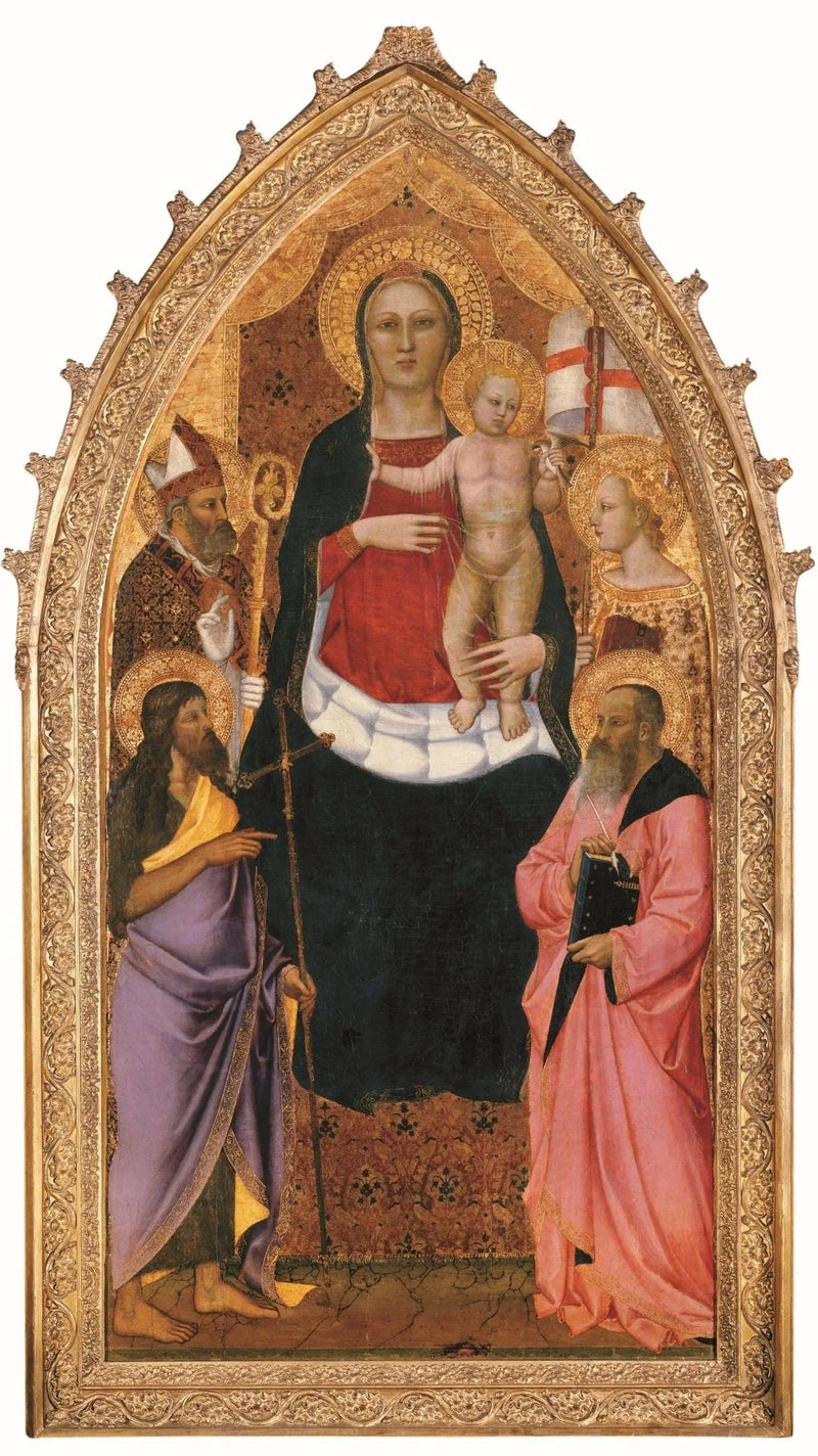 Vierge à l'Enfant trônant avec les saints Zénobe, Jean-Baptiste, Reparata et Jean l'Évangéliste - Nardo di Cione