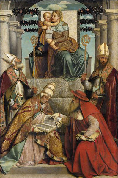 Vierge à l'Enfant avec les quatre docteurs de l'Église - Alessandro Bonvicino