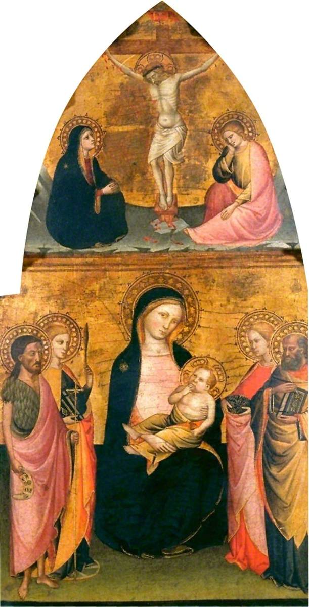 Vierge à l'Enfant avec quatre saints et le Christ crucifié - Jacopo di Cione