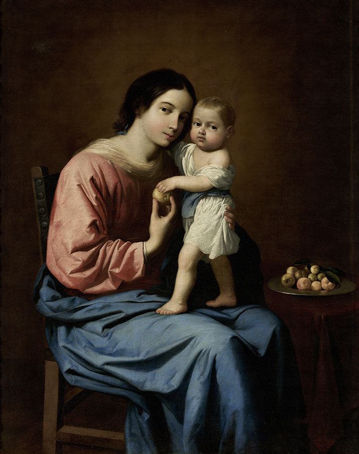 Vierge à l'Enfant avec une assiette de fruits - Francisco de Zurbarán