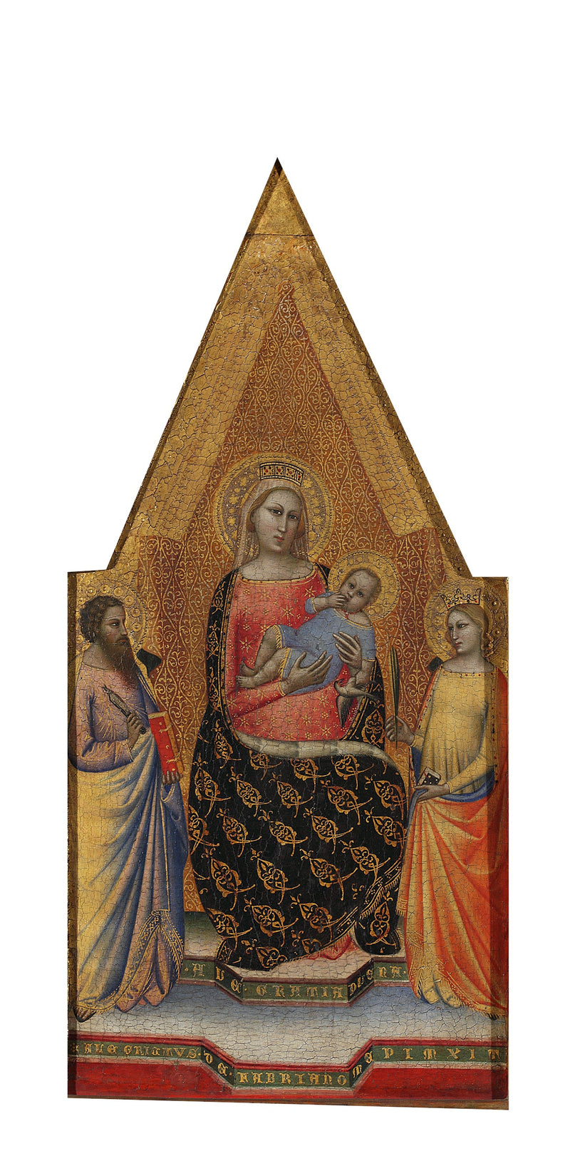 Vierge à l'Enfant trônant avec deux saints, Crucifixion - Allegretto Nuzi