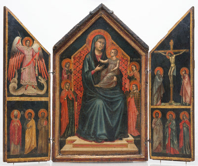 Vierge à l’Enfant trônant avec saintes Lucie Marguerite Marie-Madeleine et Catherine d’Alexandrie - Master of Saint