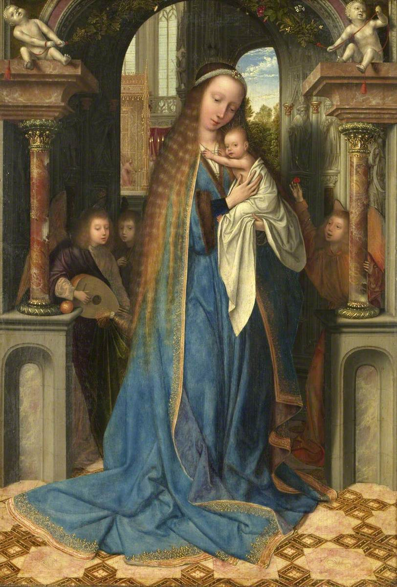 Vierge avec l'enfant et les anges - Quentin Metsys
