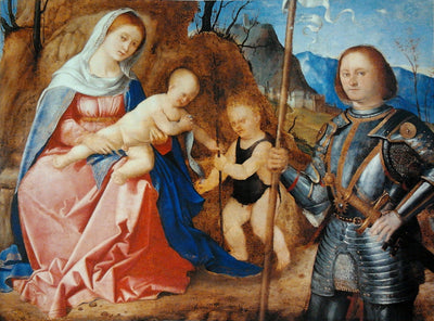 Vierge et l’Enfant avec saint Jean-Baptiste et saint Libéralis. - Marco Basaiti - Alpha Reproduction