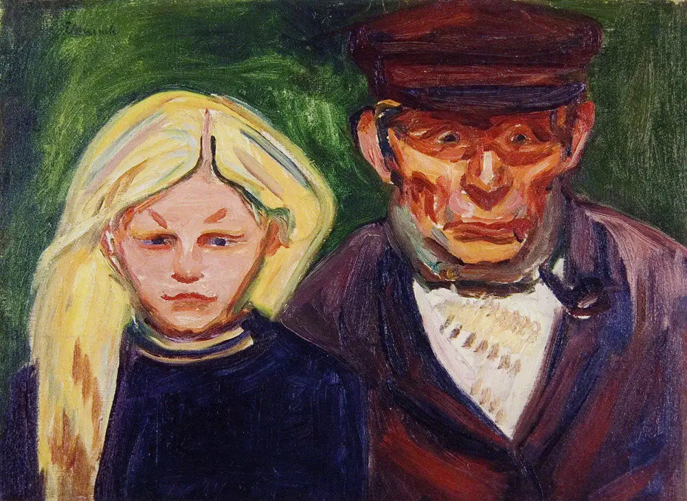 Vieux Pêcheur et sa Fille - Edvard Munch image 1 copie de tableau peinte à la main
