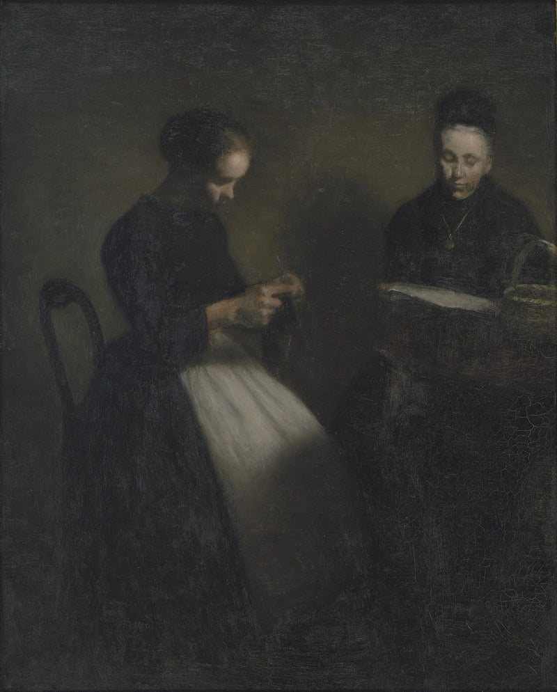 Soir dans le salon. La mère et l’épouse de l’artiste - Vilhelm Hammershøi