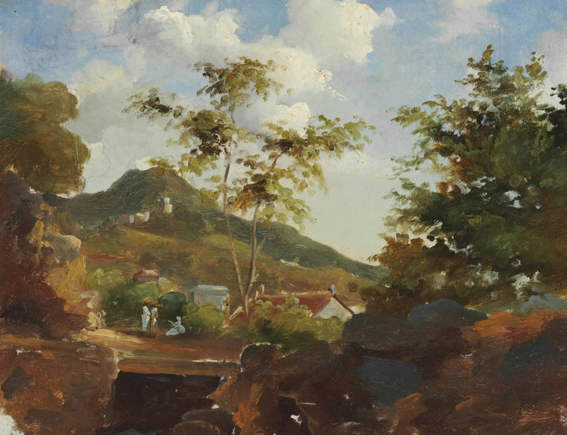Village au pied d'une colline - Camille Pissarro