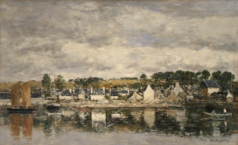 Village par une rivière - Eugène Boudin