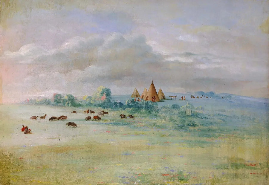 Village Sioux, lac Calhoun, près de Fort Snelling - George Catlin