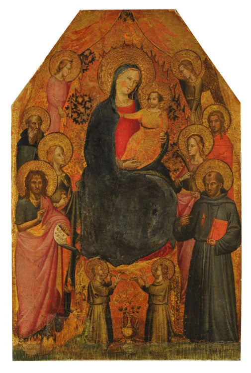 Virgen y Niño rodeados de santos y ángeles - Niccolo di Tommaso