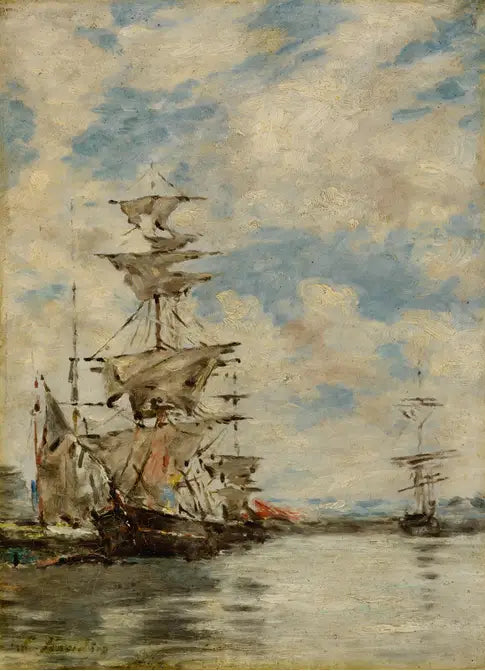 Voiliers dans le port - Eugène Boudin