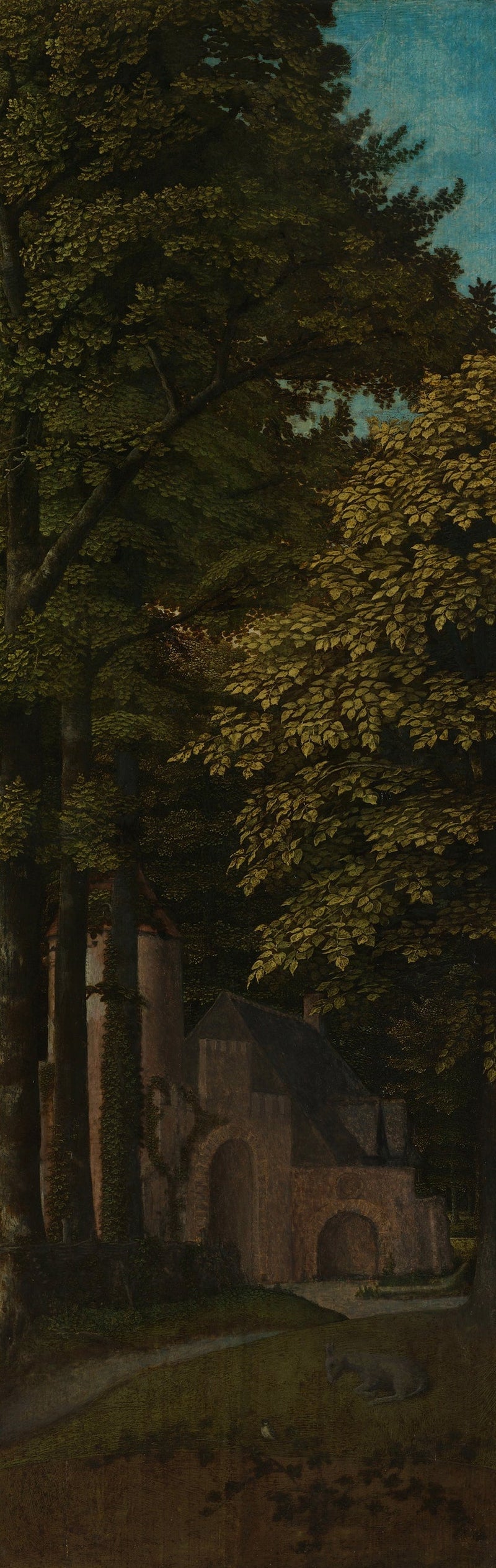 Volet extérieur gauche d'un triptyque représentant une vue en forêt - Gérard David