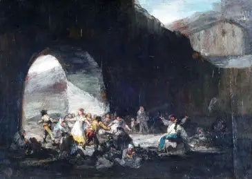 Volksfest unter einer Brücke - Francisco de Goya image 1 copie de tableau peinte à la main