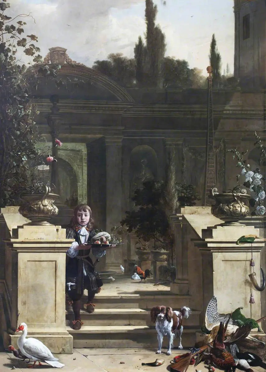 Vue d’une terrasse avec une page descendante - Melchior de Hondecoeter - Alpha Reproduction