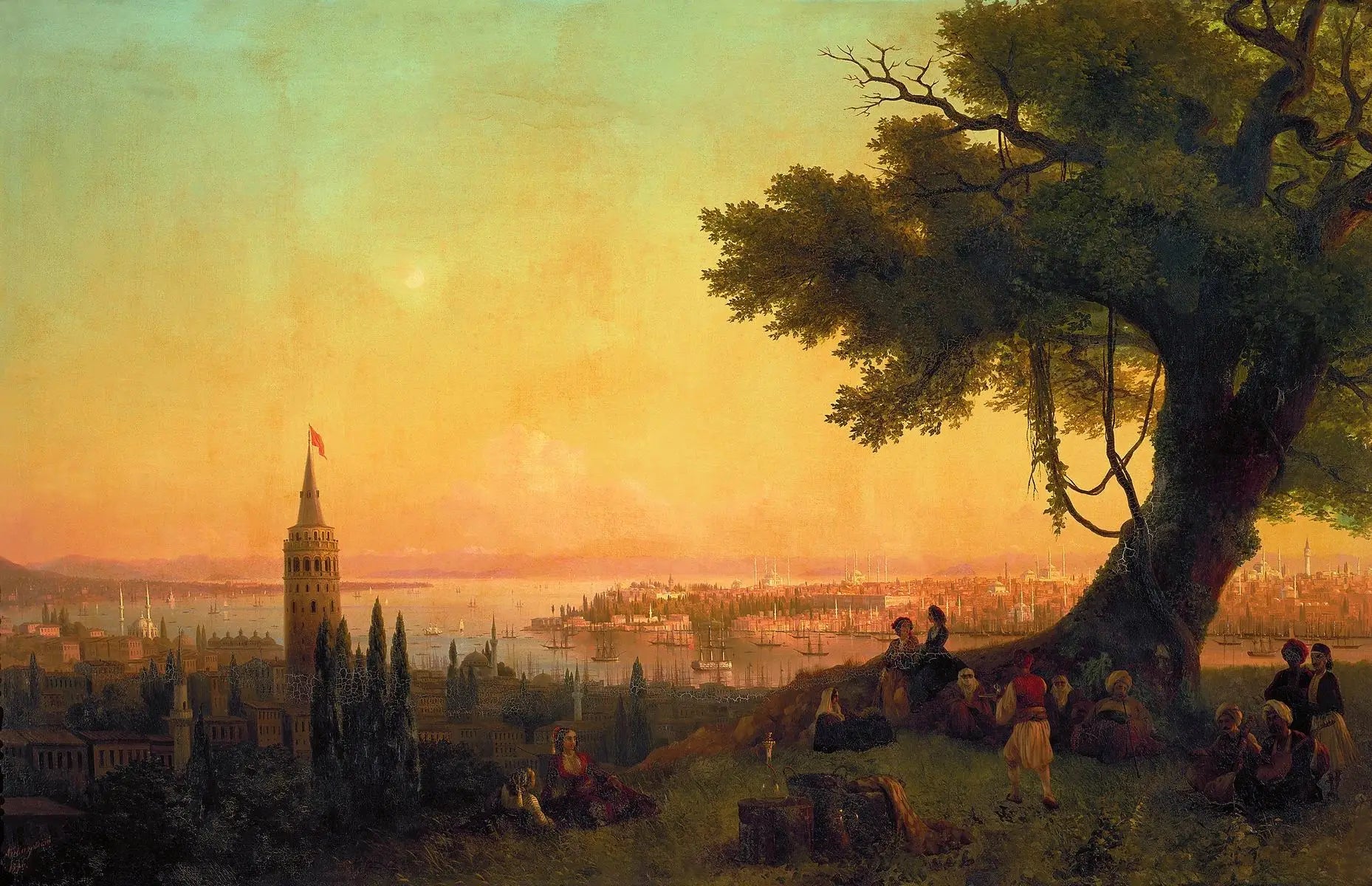 Vue de Constantinople à la lumière du soir - Ivan Aïvazovski image 1 reproduction de peinture à l’huile