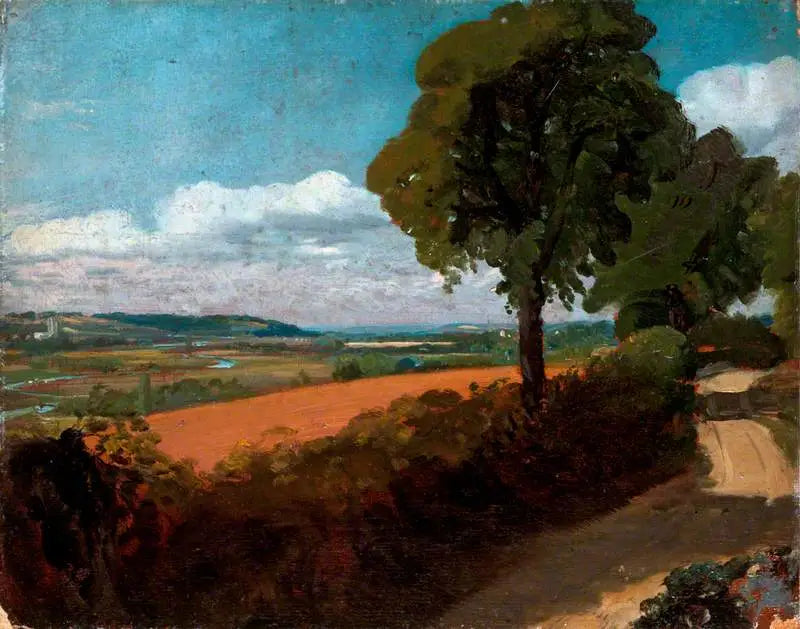 Vue de Dedham depuis la voie menant de l’église d’East Bergholt à Flatford - John Constable - Alpha Reproduction