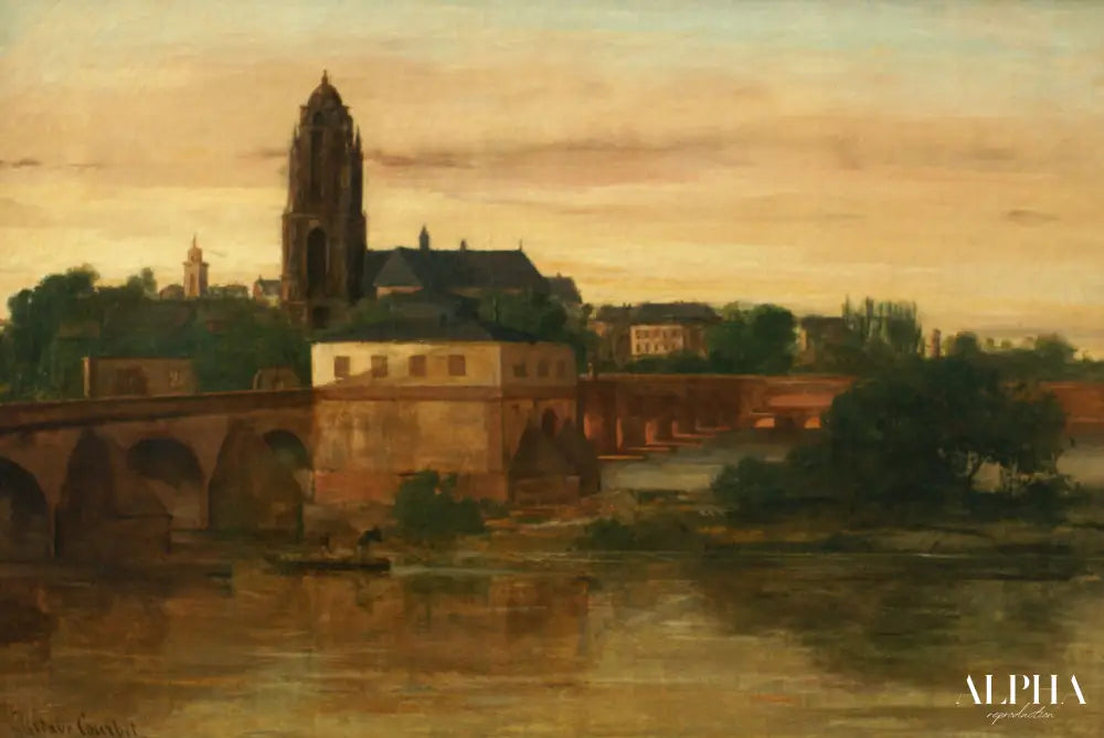 Vue de Francfort sur le Main avec le vieux pont depuis Sachsenhausen - Gustave Courbet - Reproductions de tableaux et peintures haut de gamme