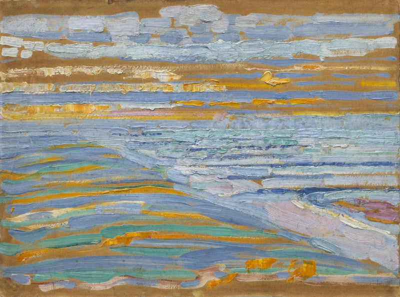 Vue depuis les dunes avec plage et jetées, Domburg - Piet Mondrian