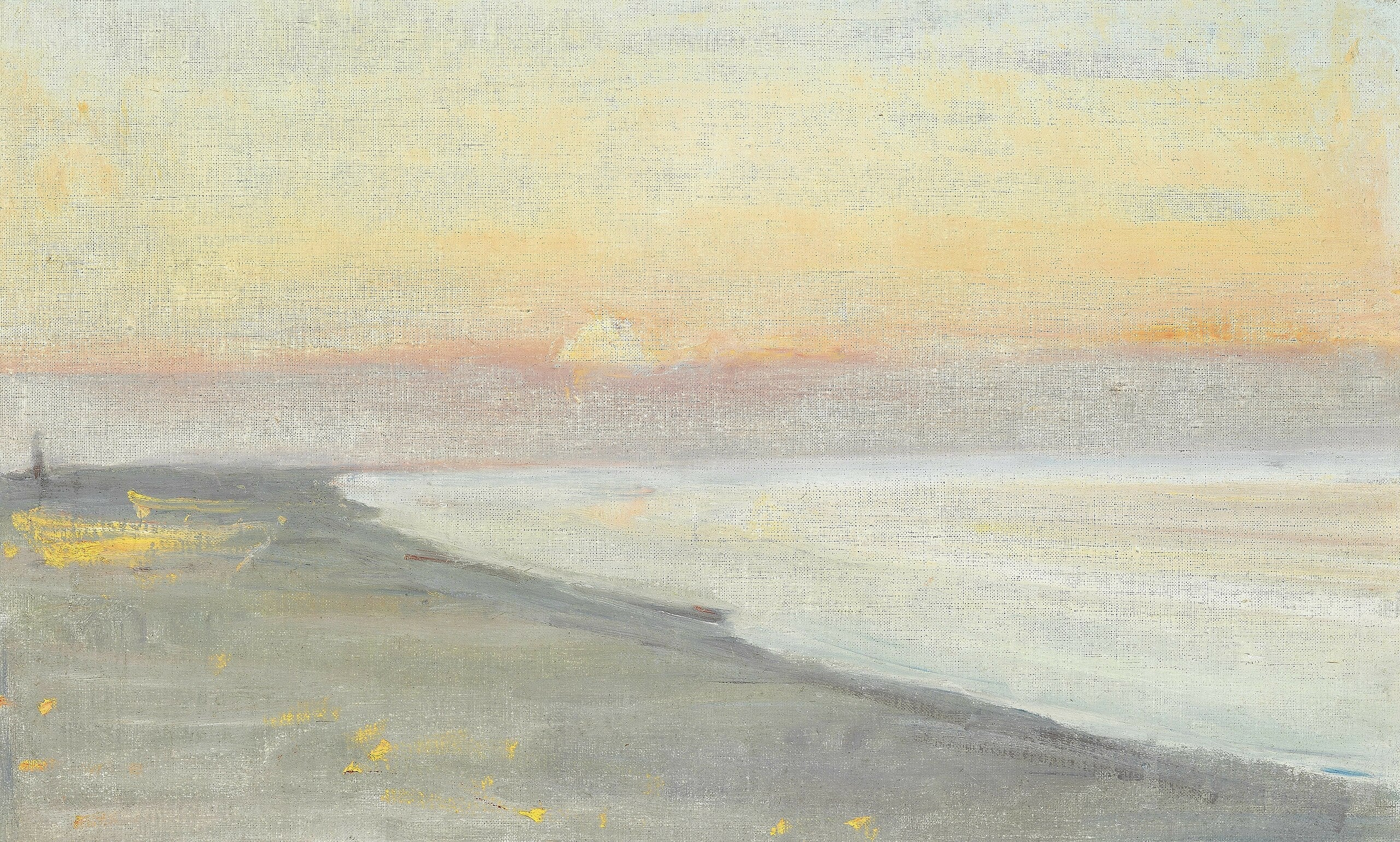 Vue depuis une plage au crépuscule, Skagen. - Michael Peter Ancher image 1 copie de tableau peinte à la main