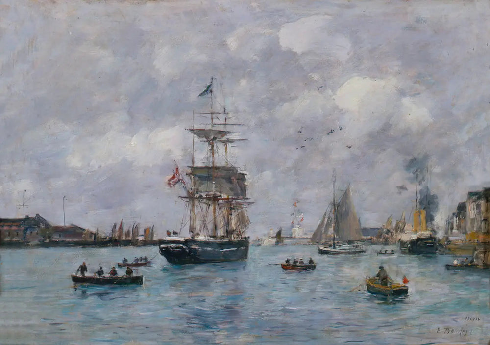 Vue du port du Havre - Eugène Boudin image 1 reproduction artisanale de tableau