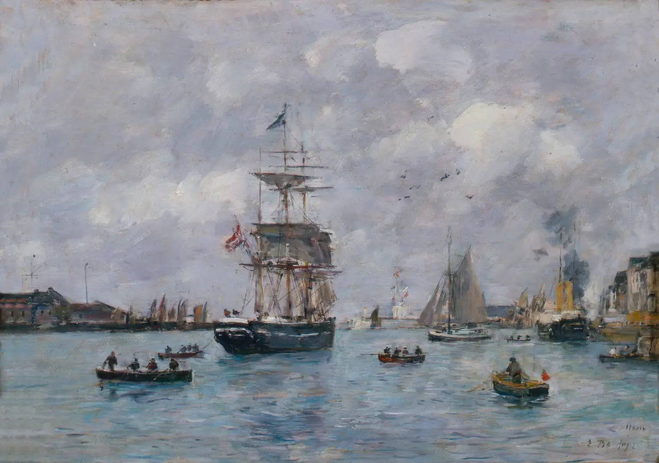 Vue du port du Havre - Eugène Boudin image 1 reproduction artisanale de tableau
