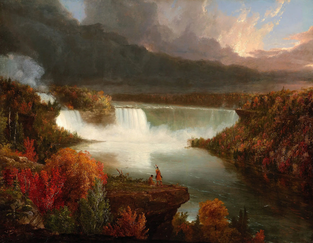 Vue lointaine des chutes du Niagara - Thomas Cole image 1 reproduction artisanale de tableau