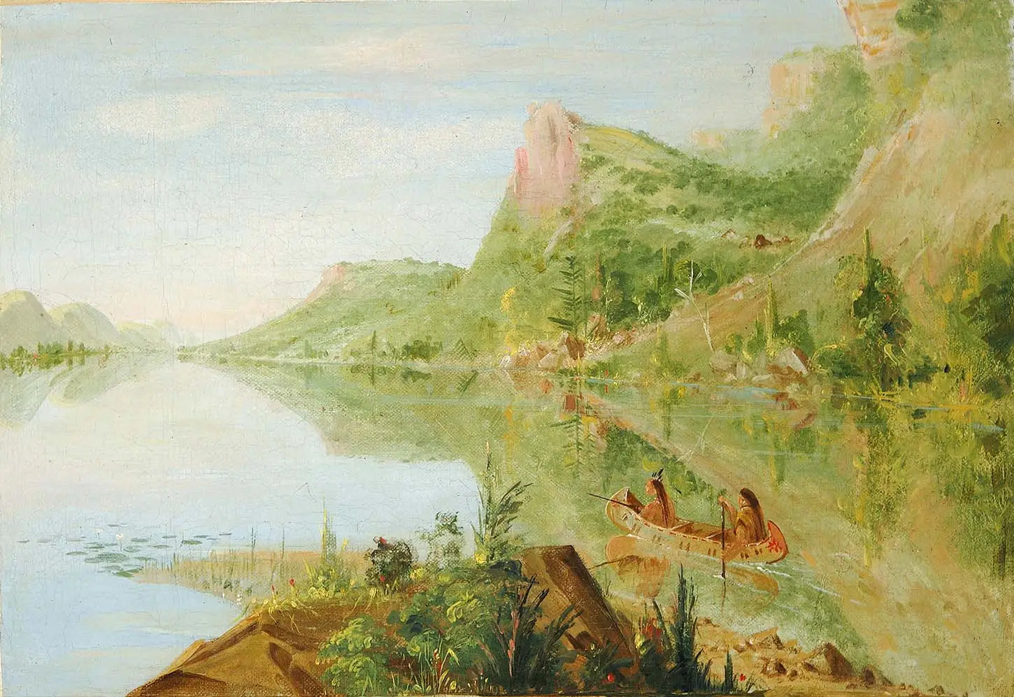 Vue sur la rivière Wisconsin Winnebago Shooting Ducks - George Catlin - Alpha Reproduction