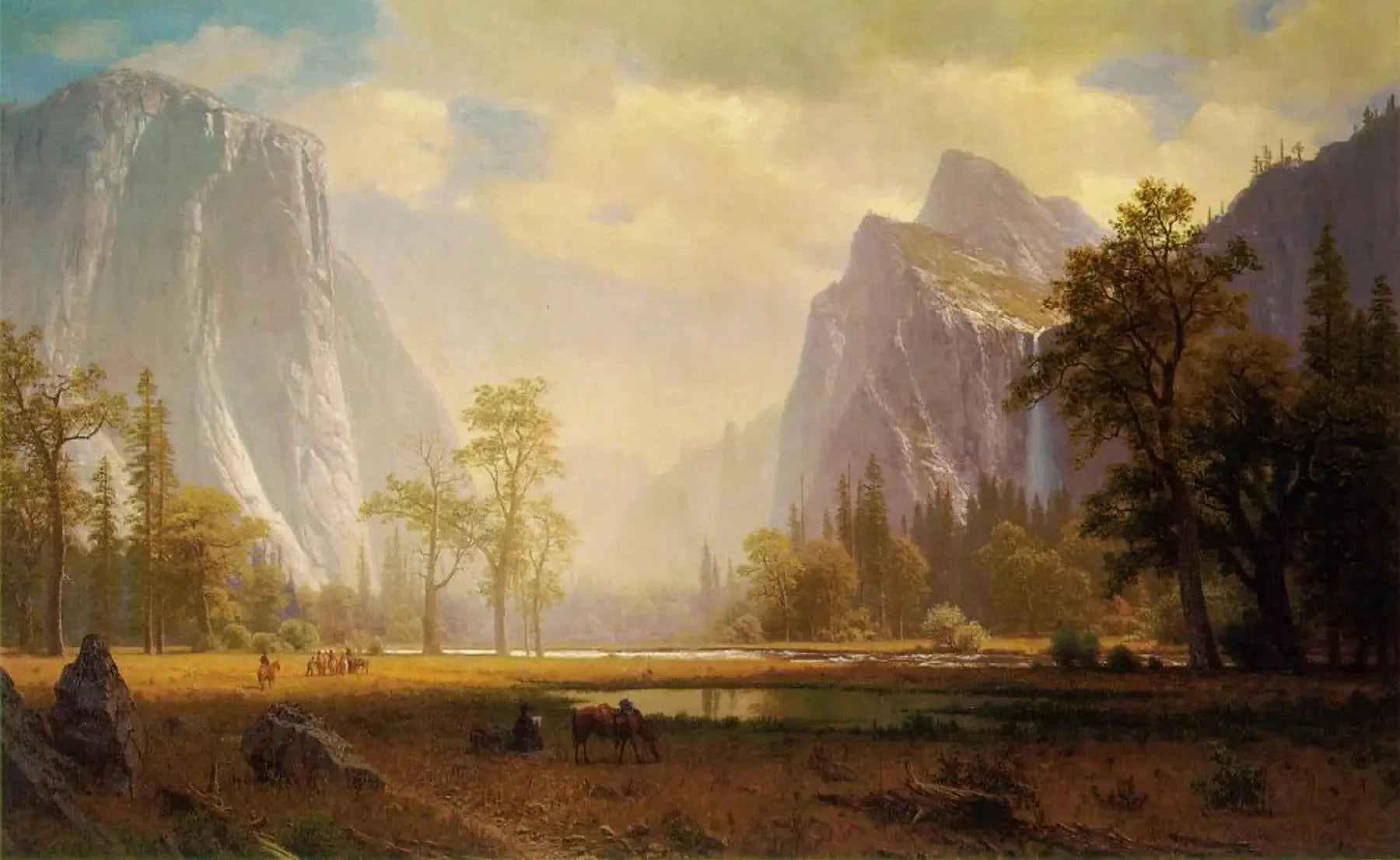 Vue sur la vallée de Yosemite - Albert Bierstadt image 1 tableau peint à l’huile sur toile