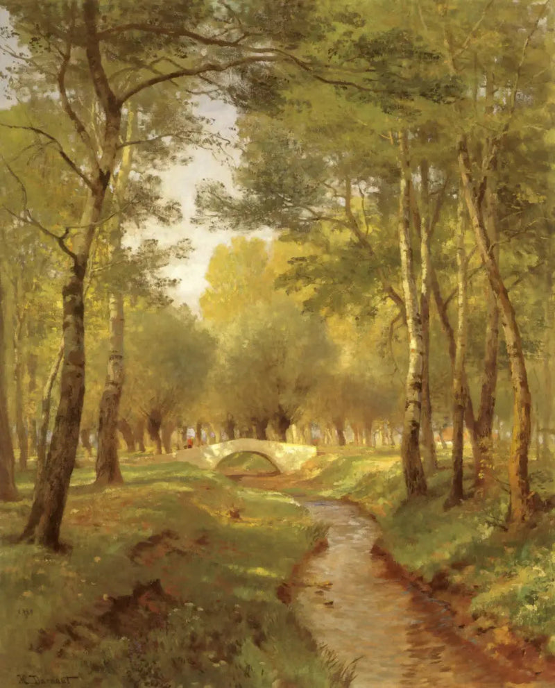 Waldbach mit Brücke - Hugo Darnaut