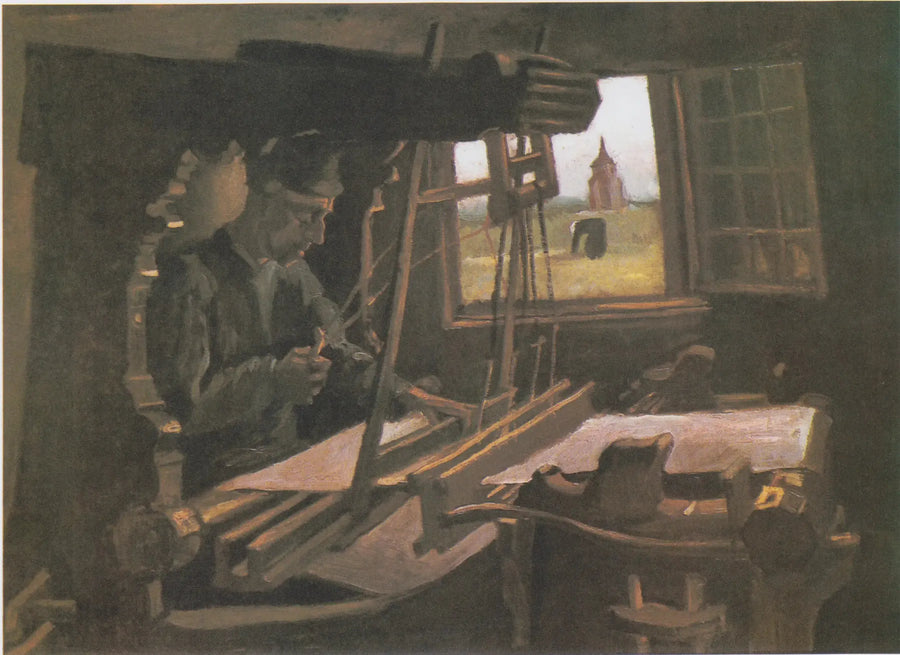 Weber devant une fenêtre ouverte avec vue sur la Tour de Nuenen - Vincent van Gogh