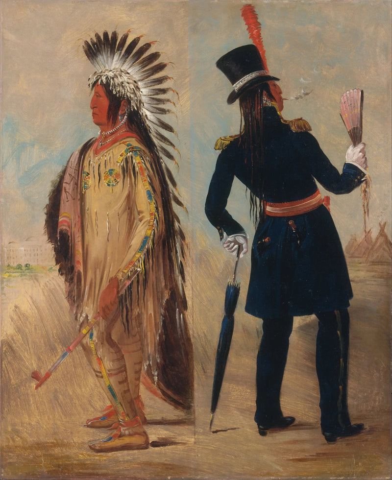 Wi-jún-jon, Tête d'œuf de pigeon (La Lumière) Aller et retour de Washington - George Catlin