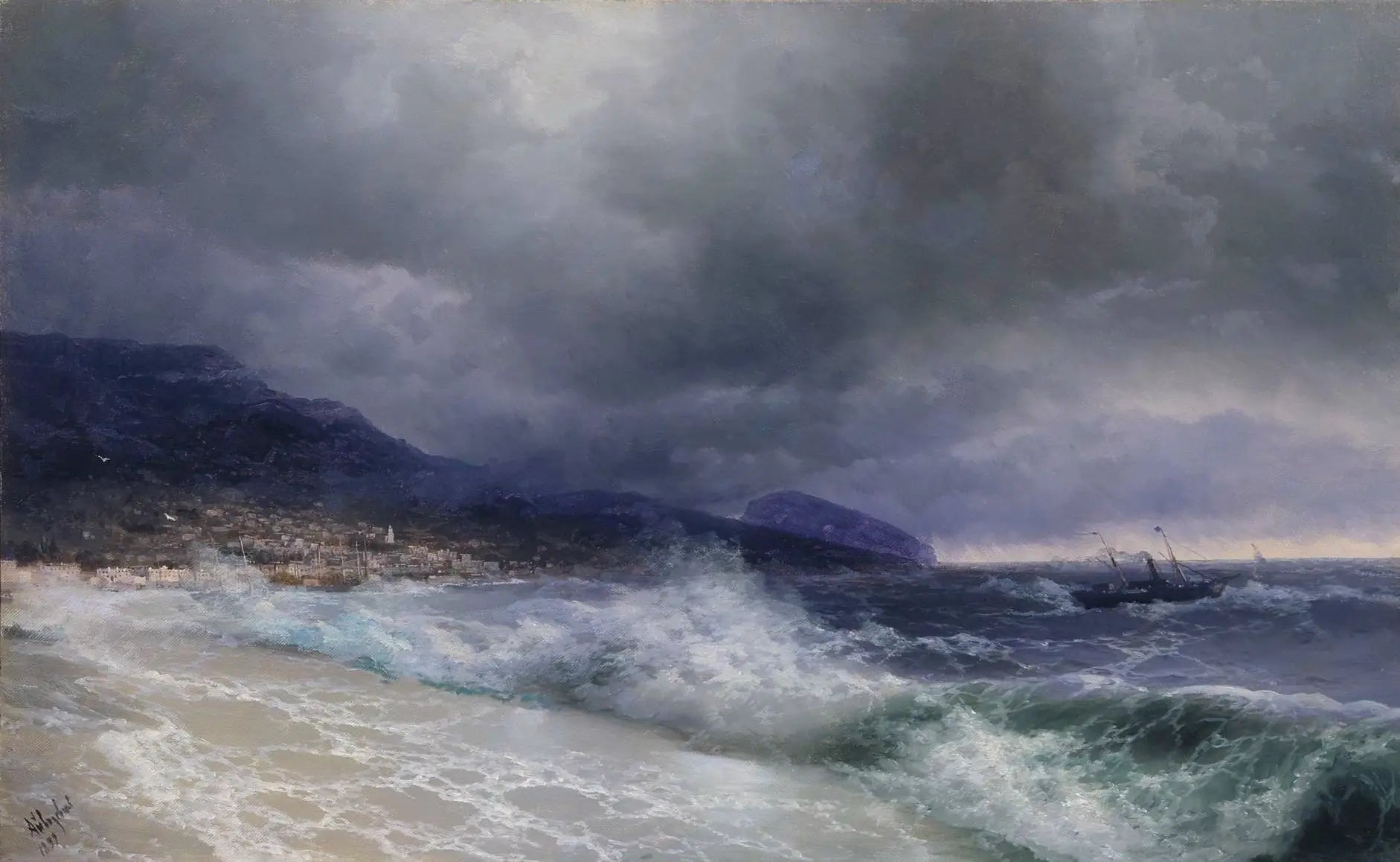 Yalta - Ivan Aïvazovski image 1 copie de tableau peinte à la main