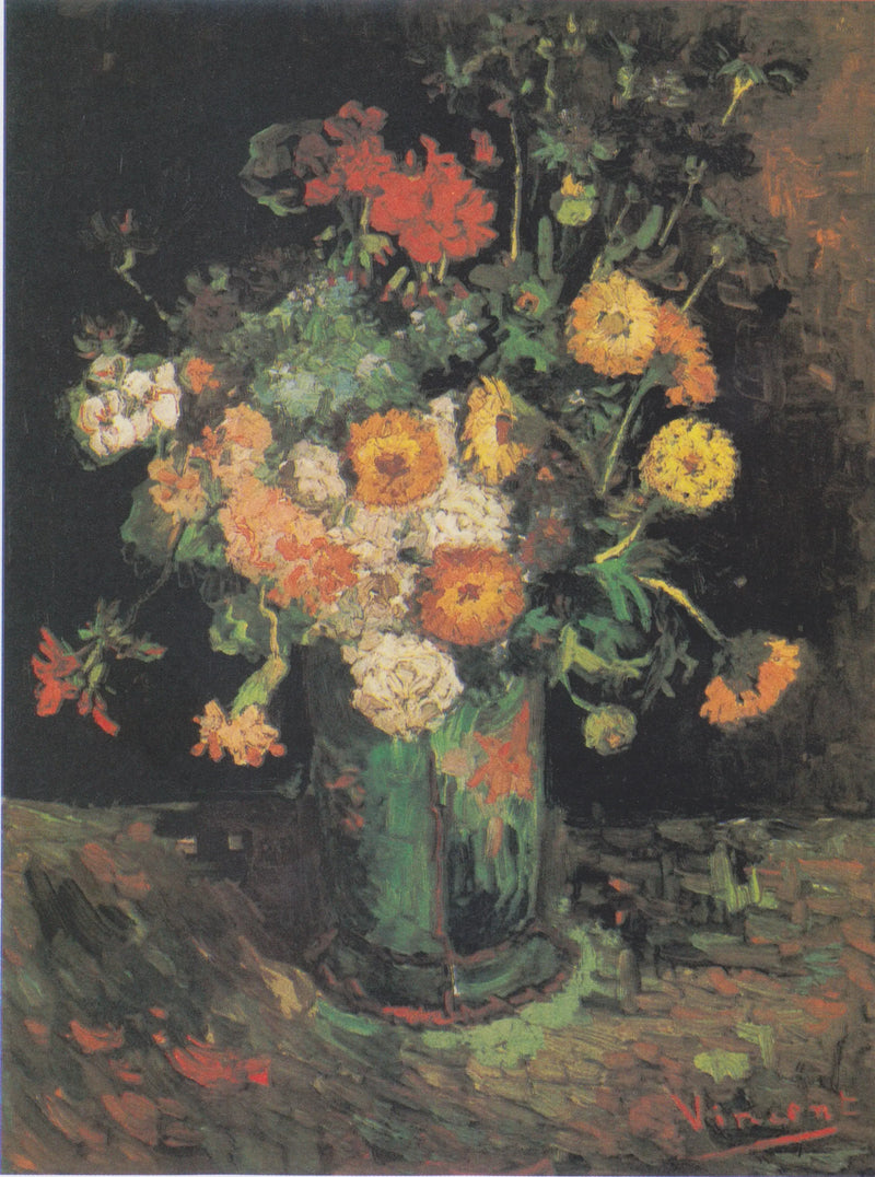 Zinnias et géraniums dans un vase - Vincent van Gogh
